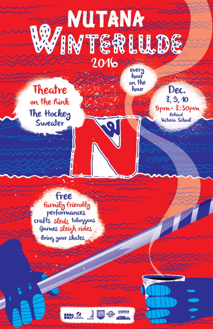 Theatre on the rink - The Hockey Sweater.  Dec 8 to 10 from 5pm- 8:30pm behind Victoria School.  Free admission.  Play showing on the hour with lots of other activities on the half hour.  And of course Hot Chocolate.